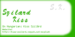 szilard kiss business card